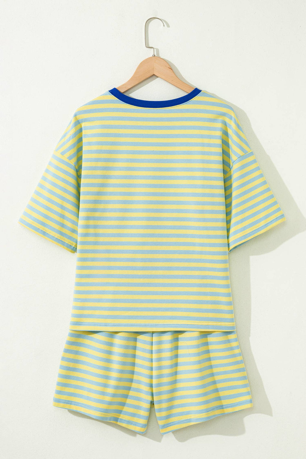 Stripe Contrast Trim Boxy Terry Short Set (S-XL)
