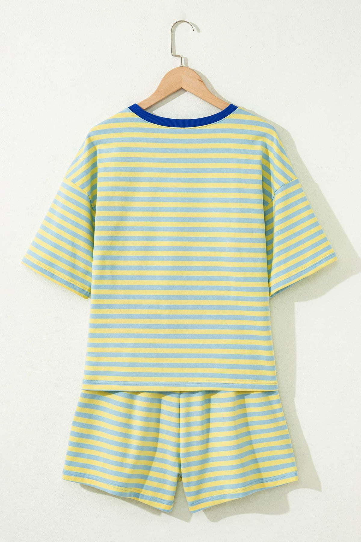 Stripe Contrast Trim Boxy Terry Short Set (S-XL)