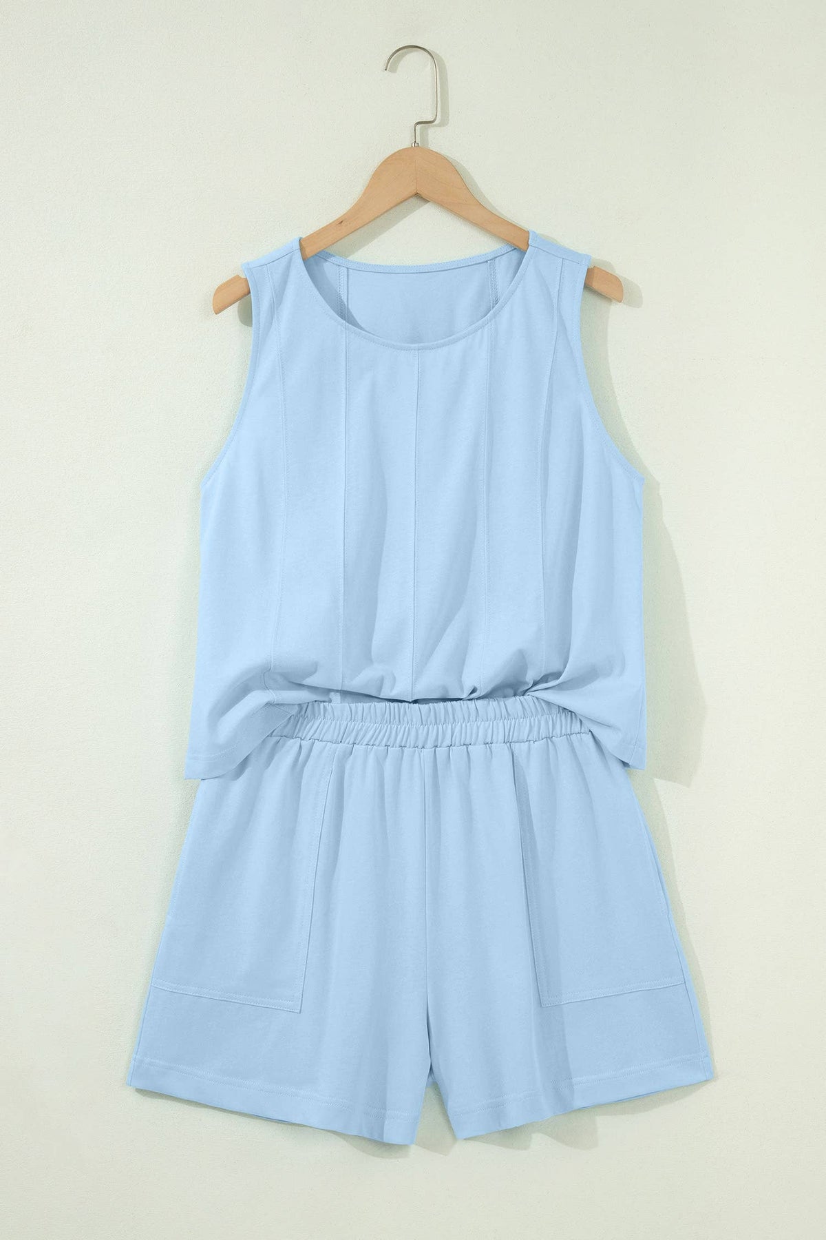 Stitched Detail Loose Tank Top and Shorts Set - Pre-order only
