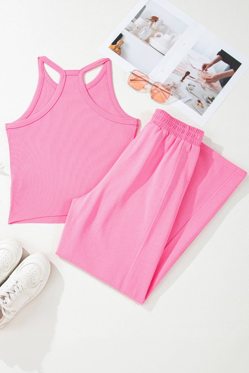Ribbed Tank Top and Sweatpants Set (S-XL)