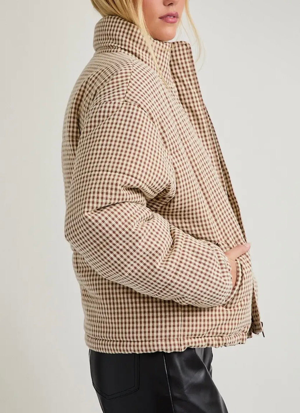 Gingham Quilted Puffer Jacket