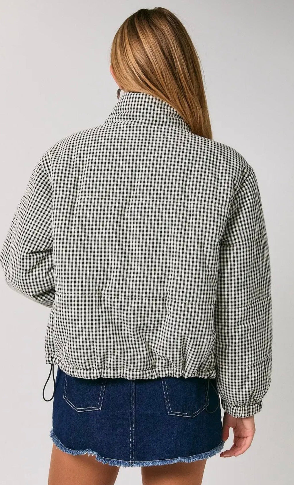Gingham Quilted Puffer Jacket