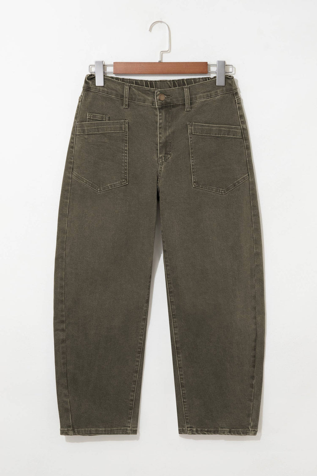 Square Patch Pocket Ankle-Length Barrel Jeans - Pre-order only