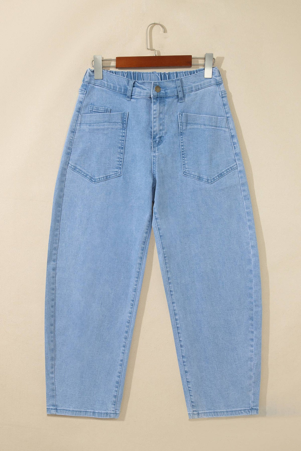Square Patch Pocket Ankle-Length Barrel Jeans - Pre-order only